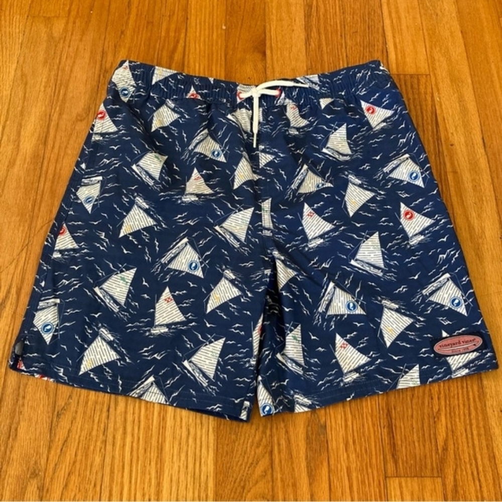 VINEYARD VINES Mens 21" Scene Chappy Trunks Swim Shorts Blue